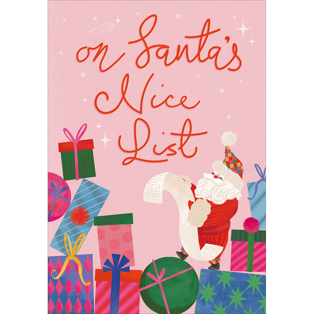 Pink On Santa's Nice List Christmas Card By Penny Black