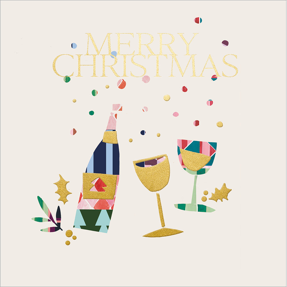 Abstract Christmas Champagne Bottle Wishes Card By Penny Black