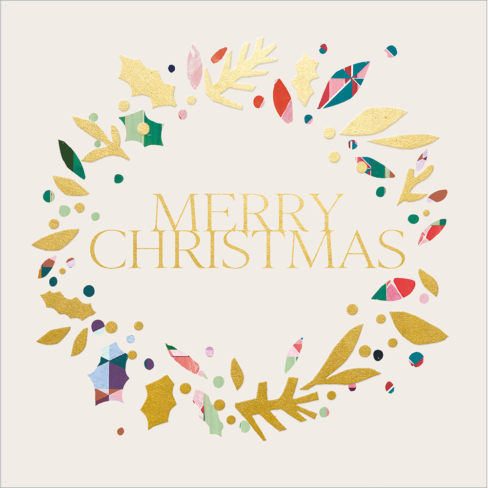 Abstract Circle Of Joy Golden Wreath Christmas Card By Penny Black