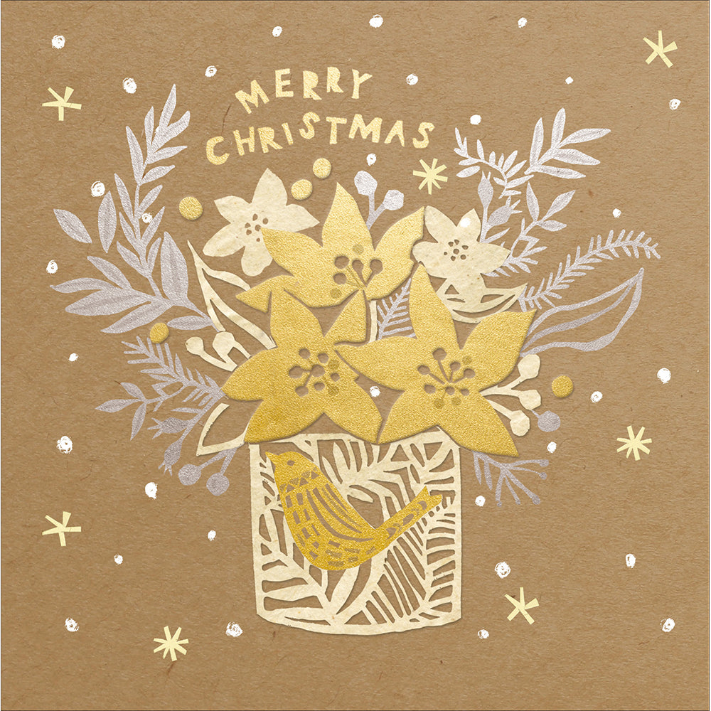 Spray Of Wonder Golden Flowers Christmas Card By Penny Black