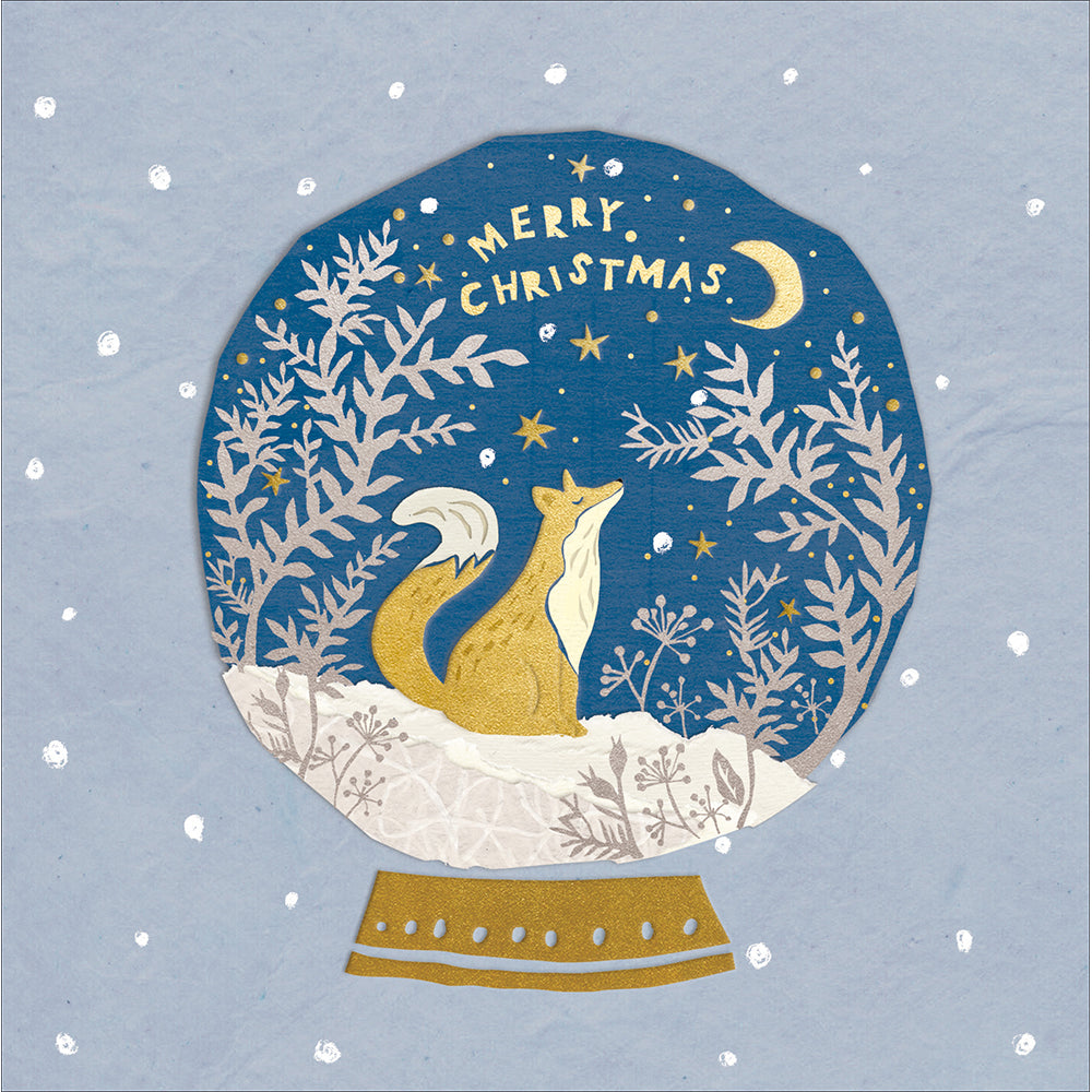 Golden Fox Snowstorm Christmas Card By Penny Black