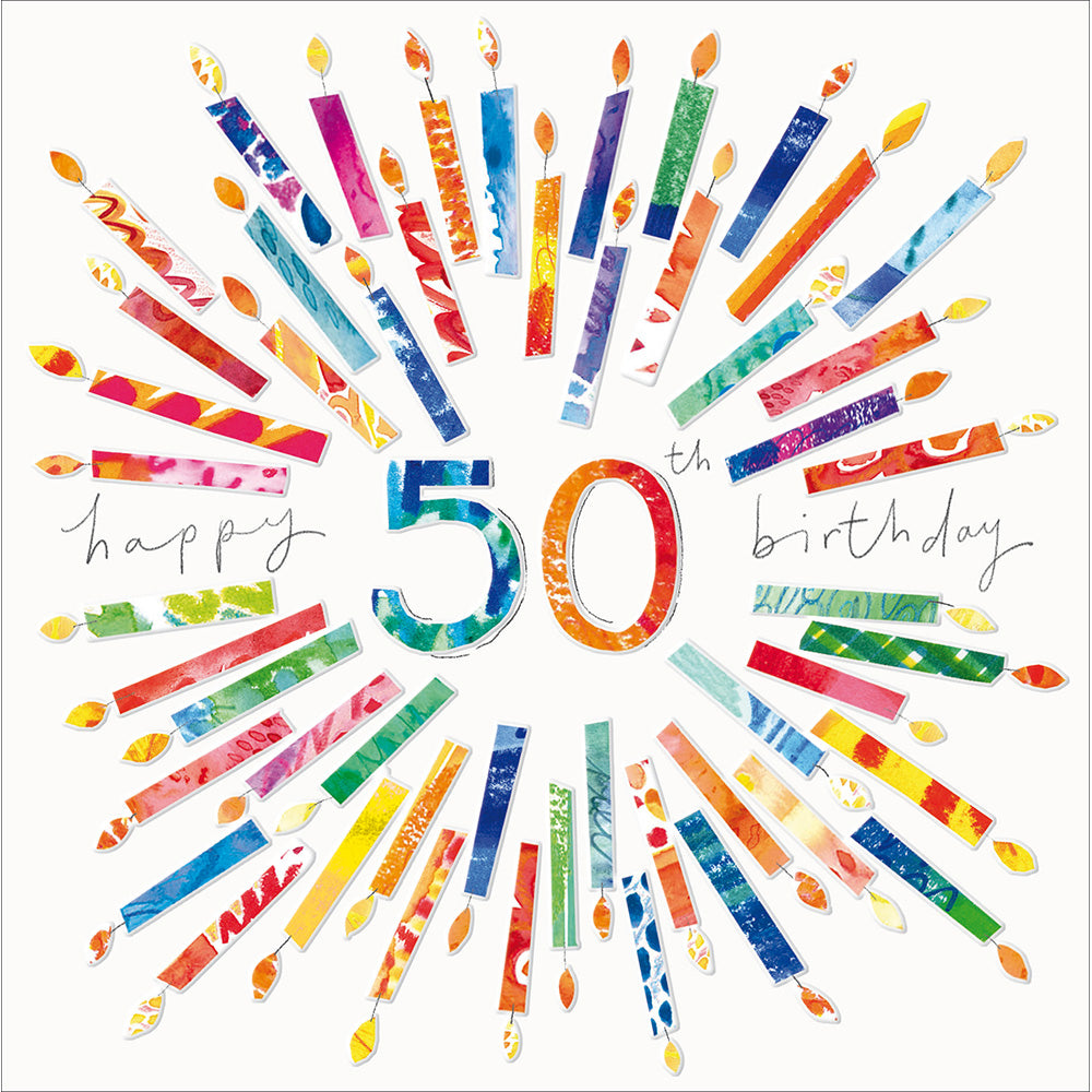 Colourful Candle Circle 50th Birthday Card from Penny Black