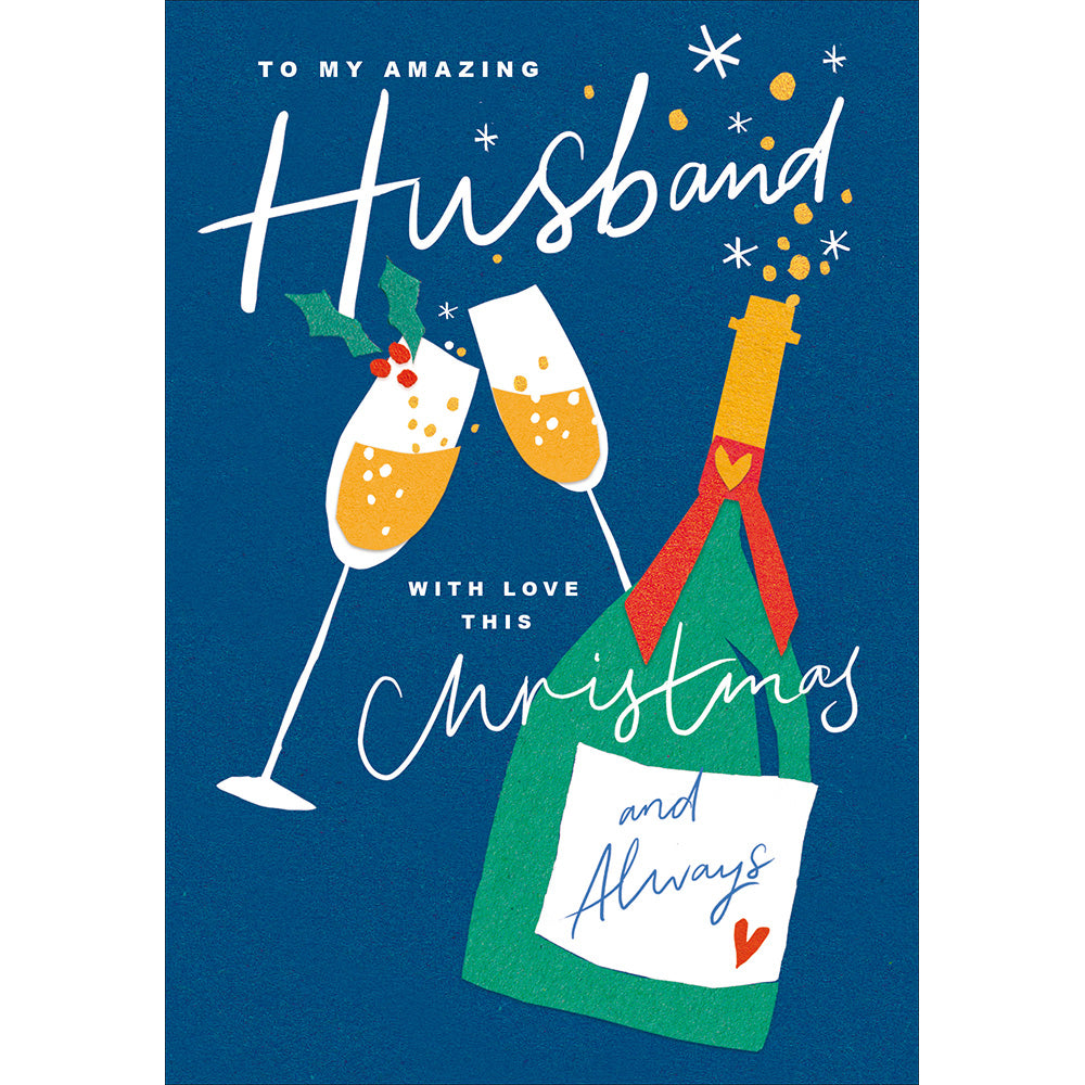 Bubbly Celebrations Wonderful Husband With Love Christmas Card By Penny Black