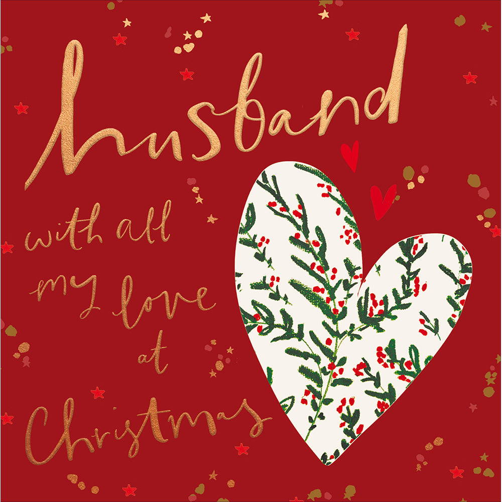 Husband Heart With All My Love At Christmas Red Card By Penny Black