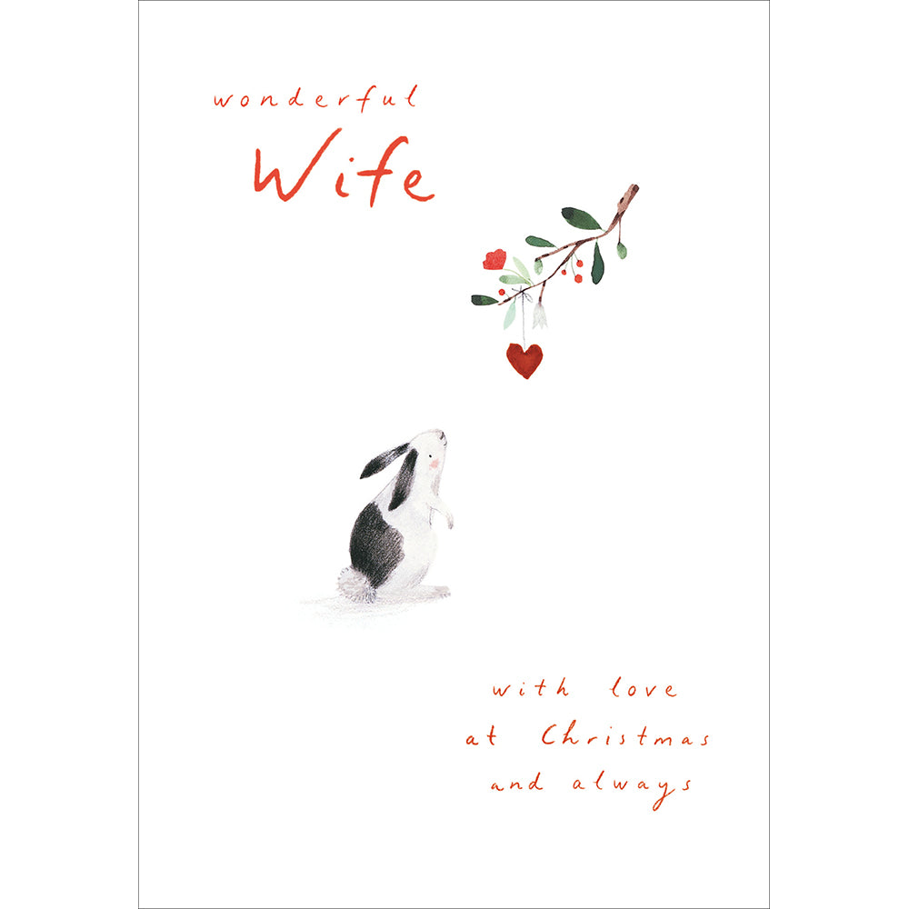 Wonderful Wife Bunny Rabbit Mistletoe Christmas Card By Penny Black