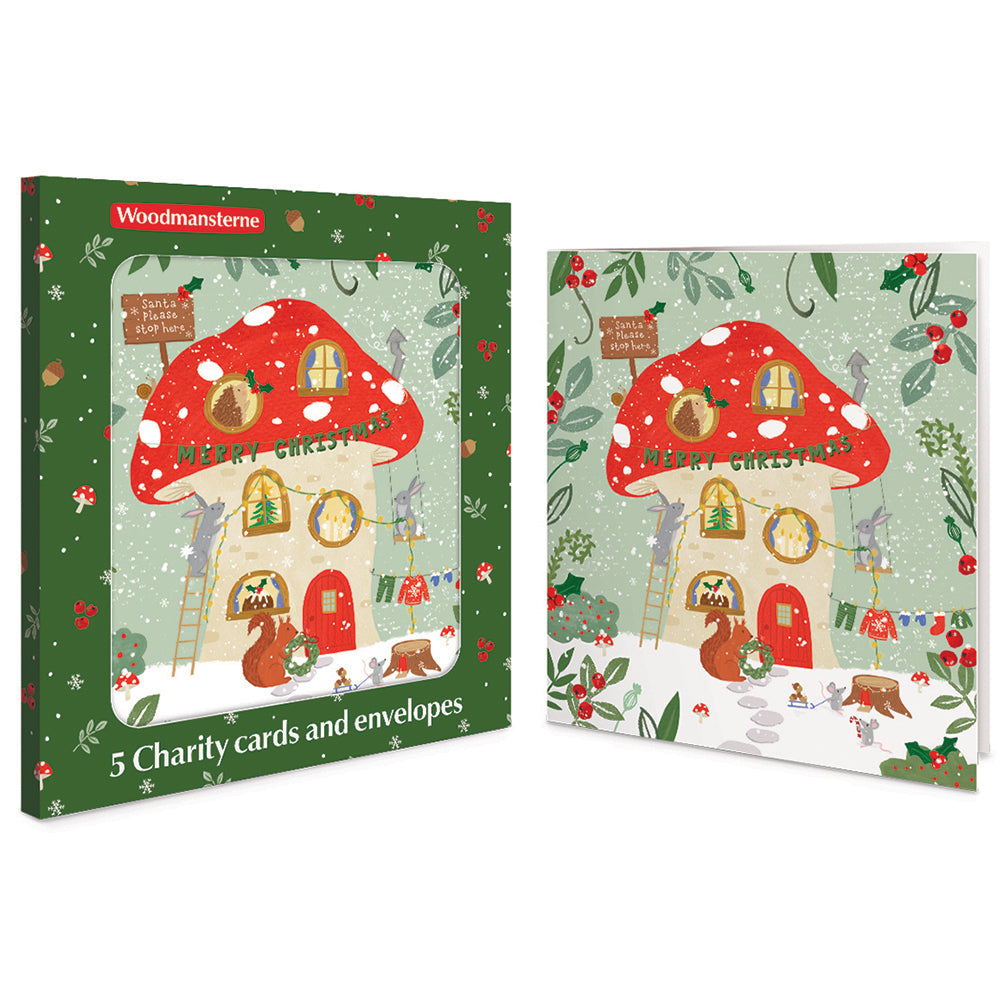 Woodland Toadstool House Pack Of 5 Charity Christmas Cards By Penny Black