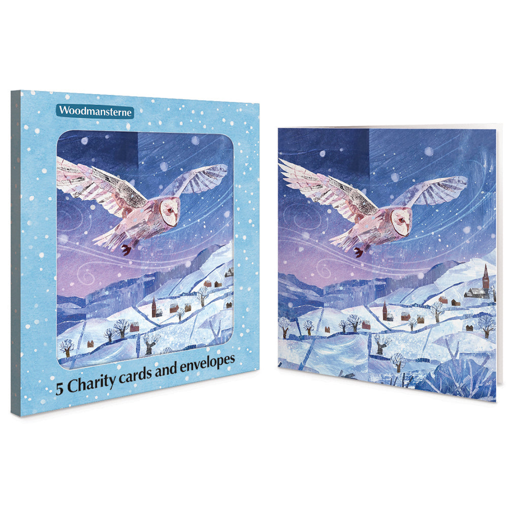 Snowy Owls In Flight Pack Of 5 Charity Christmas Cards By Penny Black