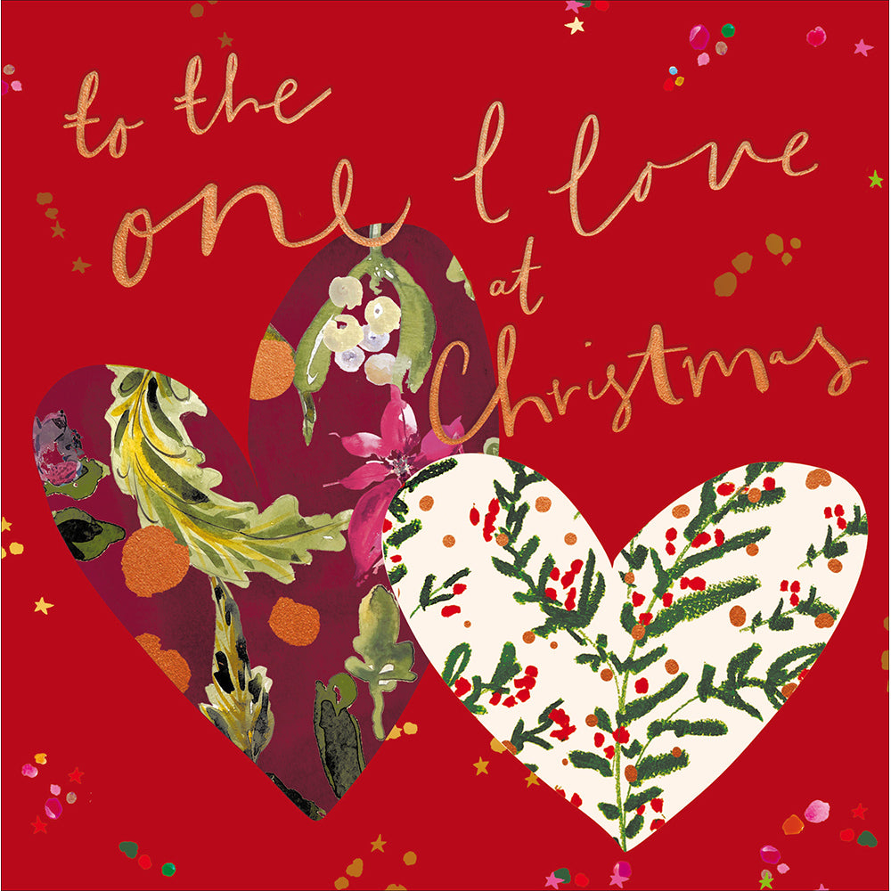 Floral Collage Hearts Entwined To The One I Love At Christmas Card By Penny Black
