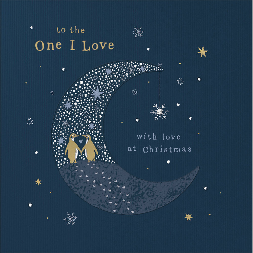 Embellished Penguins Over The Moon To The One I Love At Christmas Card By Penny Black
