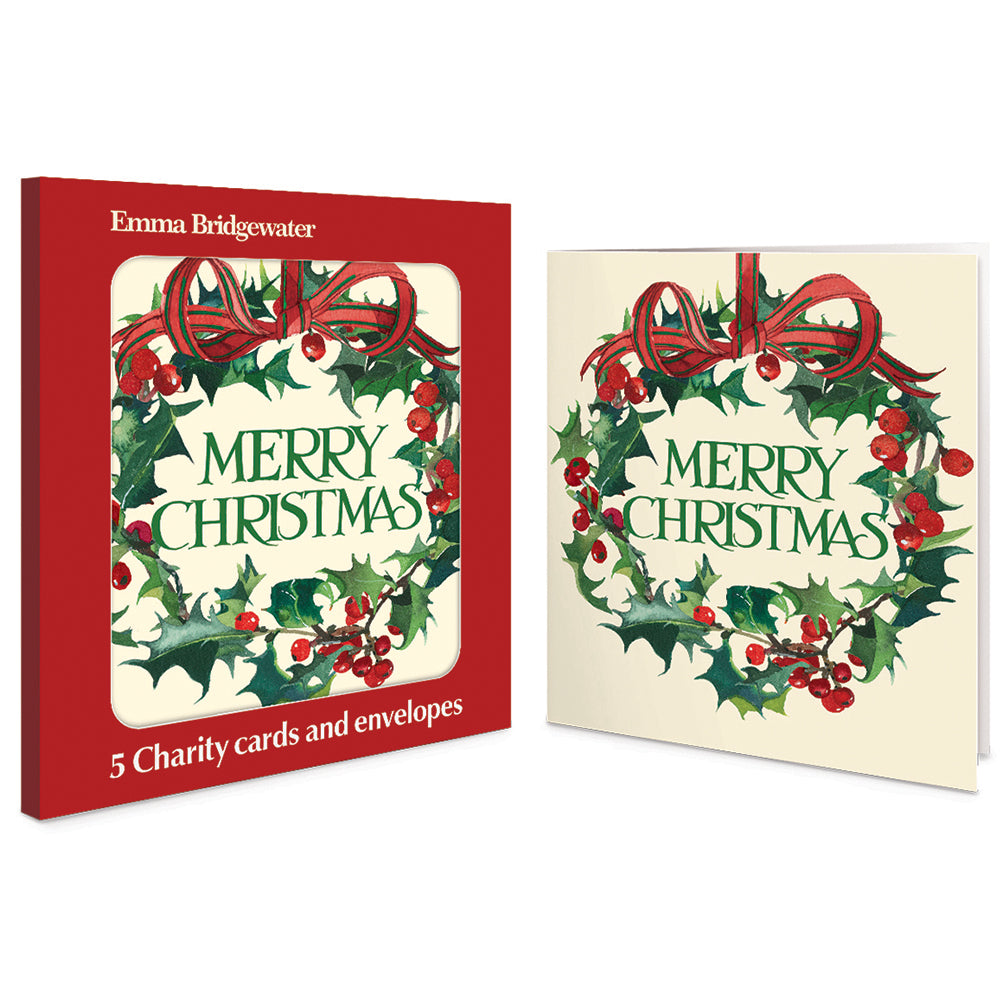 Emma Bridgewater Holly Wreath Pack Of 5 Charity Christmas Cards By Penny Black