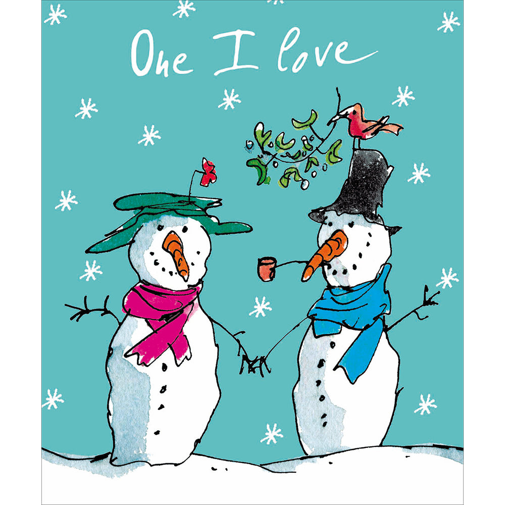 Quentin Blake Snow Couple Under The Mistletoe One I Love Christmas Card By Penny Black