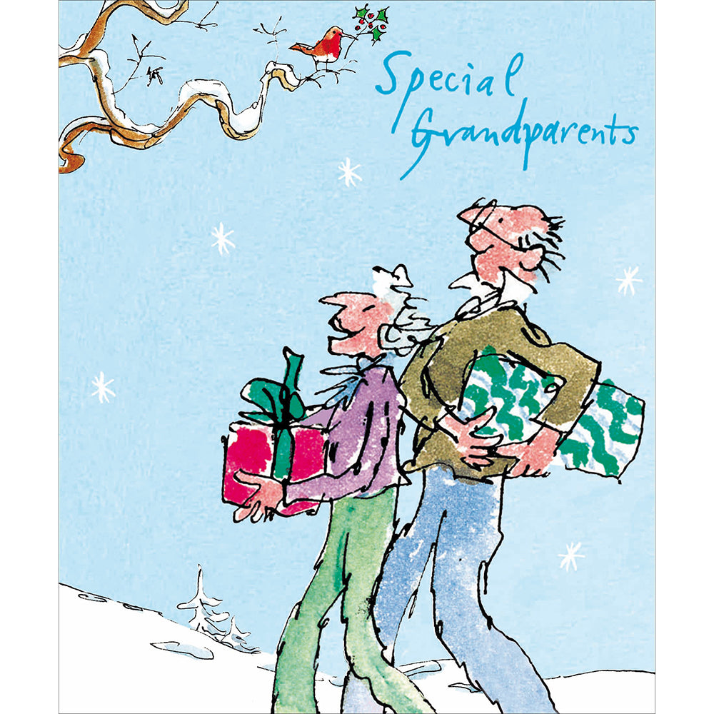 Quentin Blake Special Grandparents Delivery Robin In Tree Christmas Card By Penny Black
