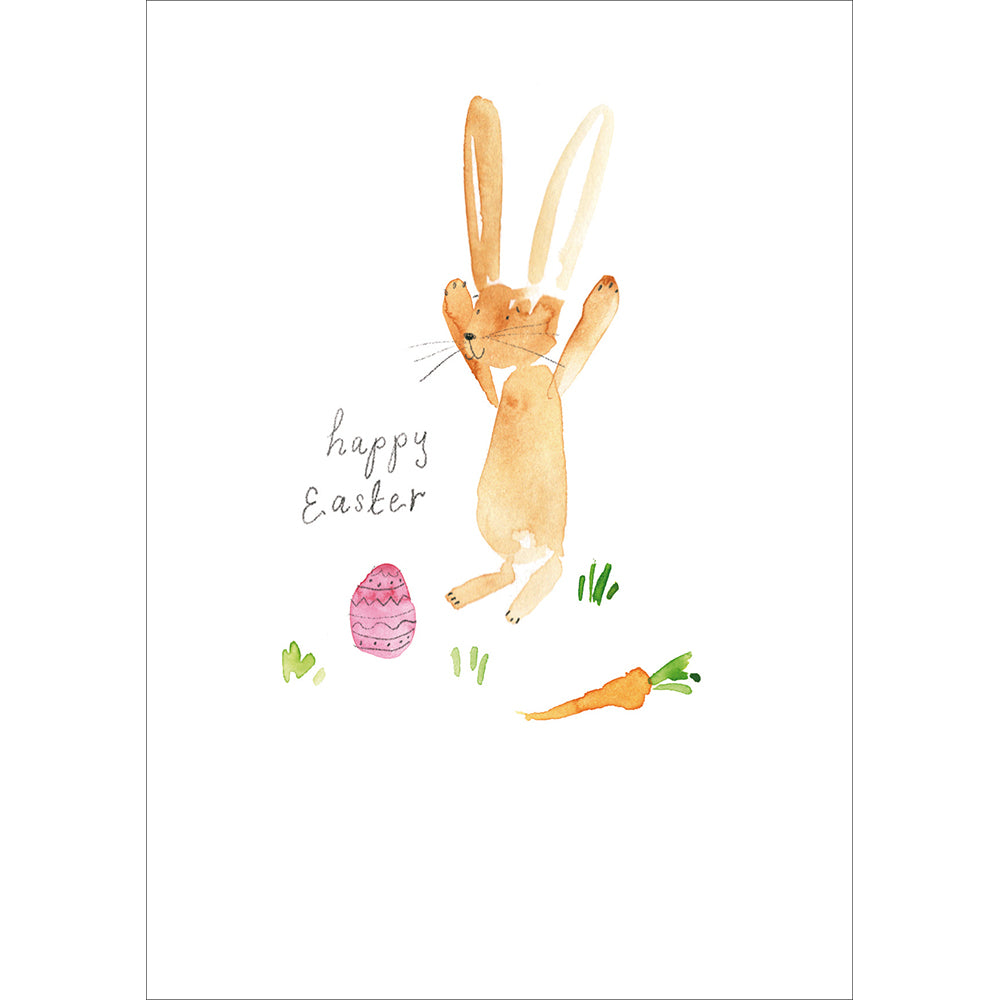 Watercolour Bunny With Carrot Easter Card By Penny Black