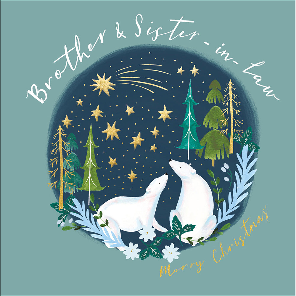 Cosy Celebrations Polar Bears Brother & Sister In Law Christmas Card By Penny Black