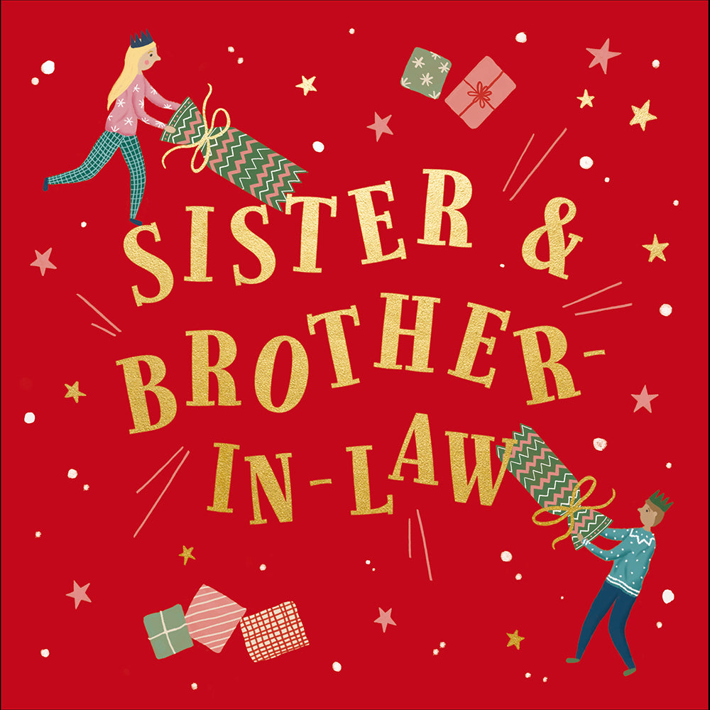 Pulling A Cracker Sister & Brother In Law Christmas Card By Penny Black