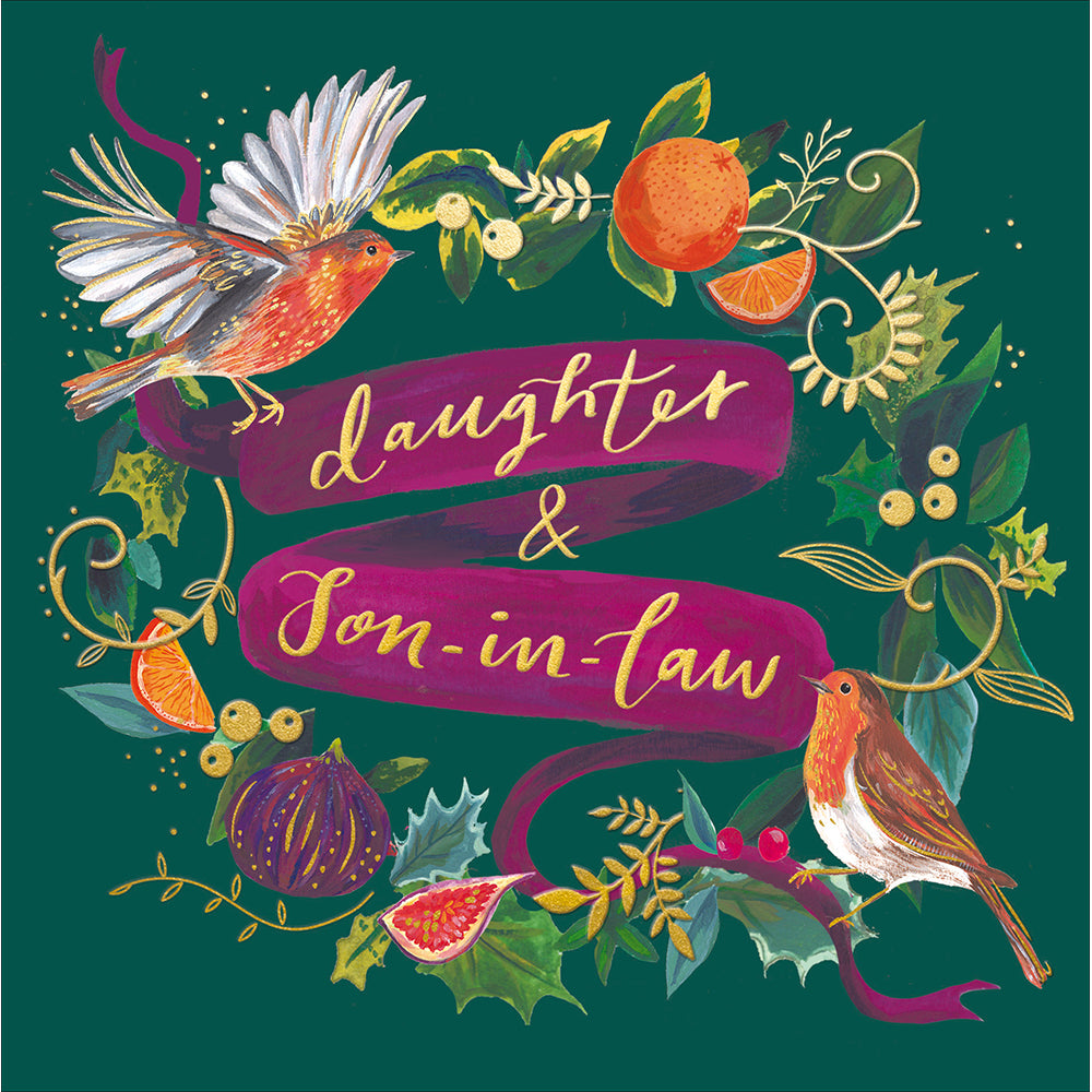 Sweet Robins Festive Fruits Daughter & Son In Law Christmas Card By Penny Black