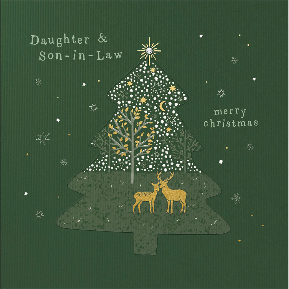 Winter Wonder Gold Deer Embellished Daughter & Son In Law Christmas Card By Penny Black