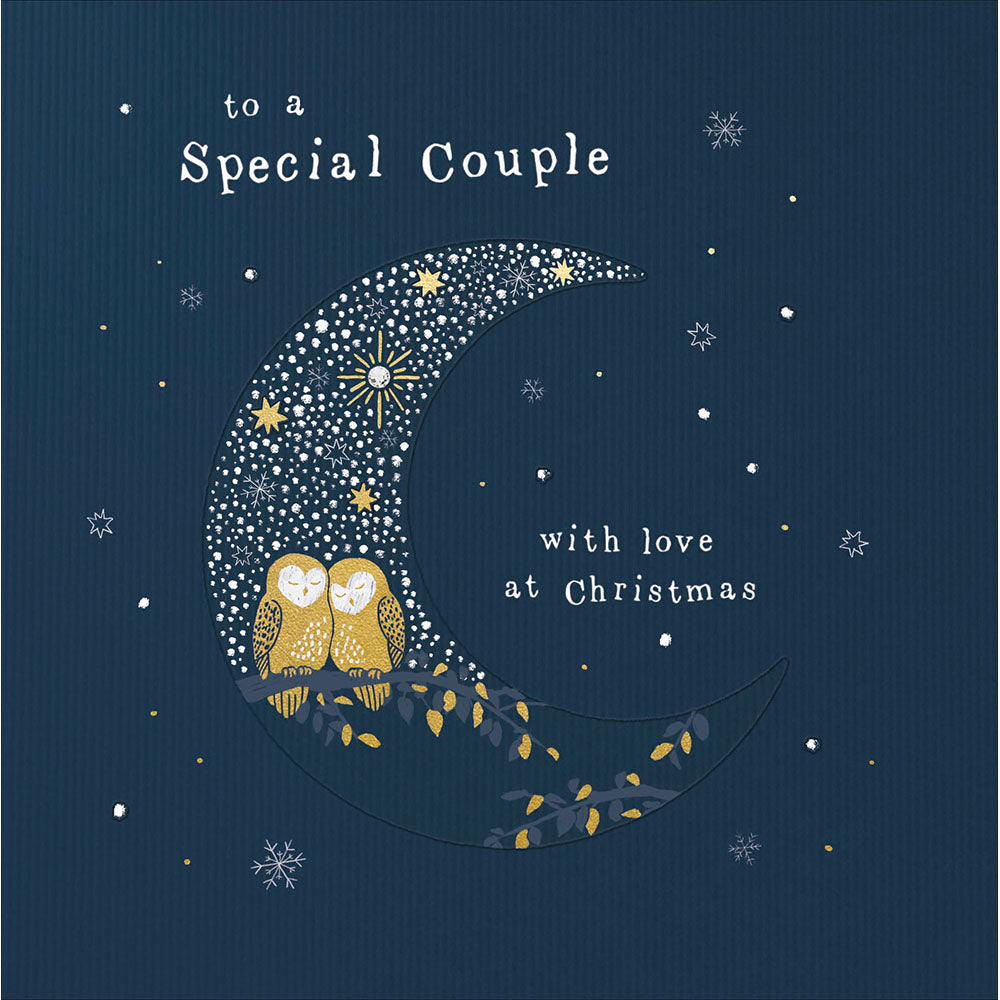 Over The Moon Gold Owls Special Couple Christmas Card By Penny Black