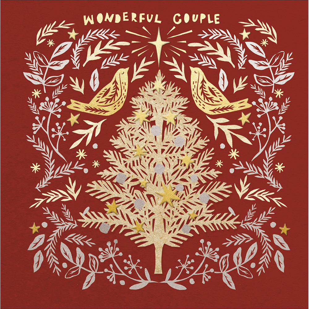 Angels Gather Gold Tree Wonderful Couple Christmas Card By Penny Black