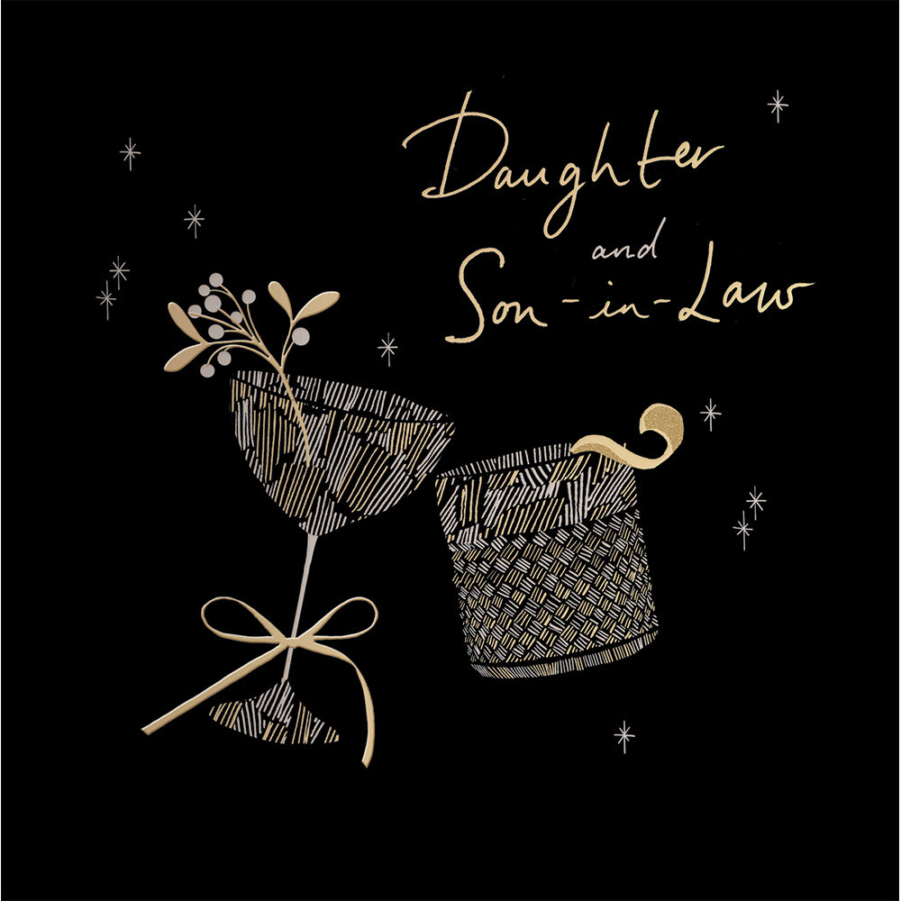 Christmas Fizz Black & Gold Daughter & Son In Law Card By Penny Black