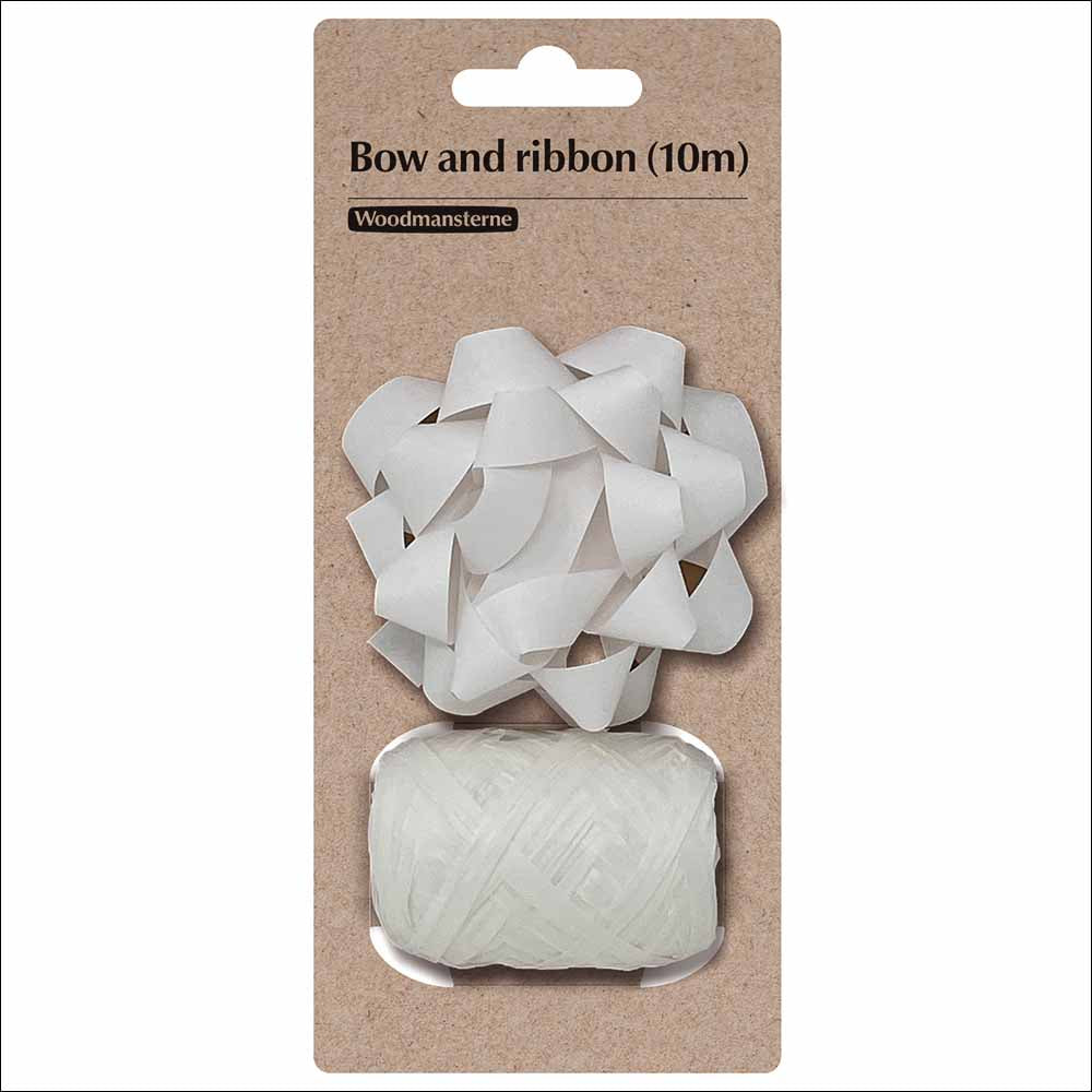 White Gift Bow & 10m Ribbon Wrapping Set | Penny Black