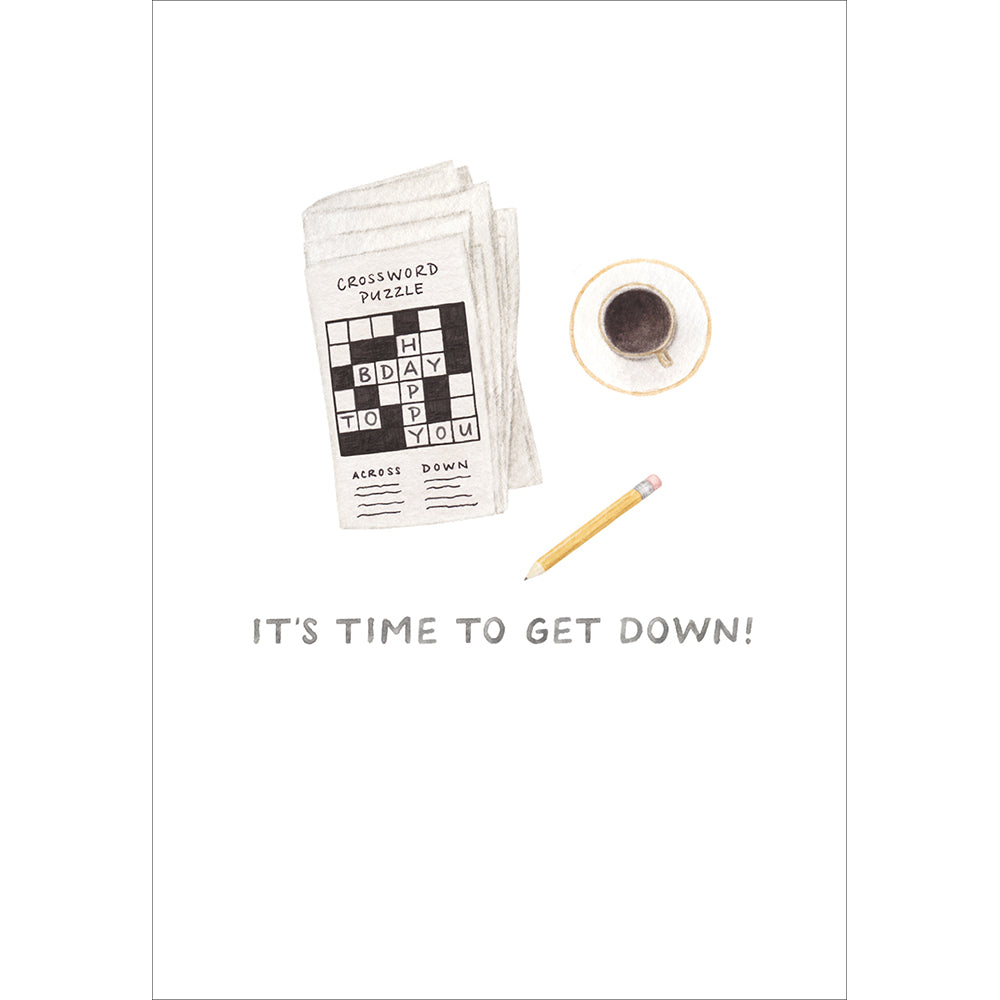 Time To Get Down Crossword Puzzle Funny Card from Penny Black