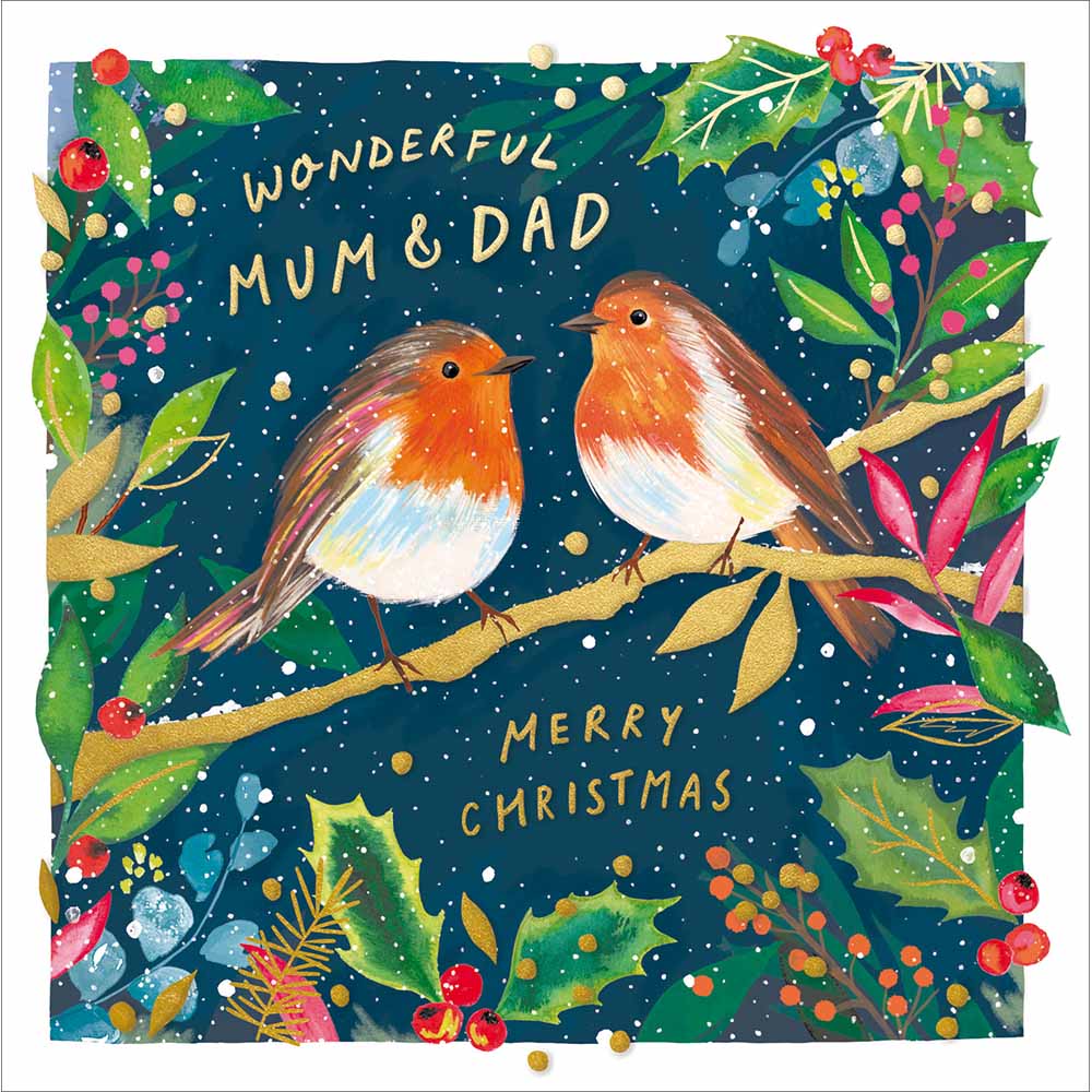 Special Times Robins On Branch Mum & Dad Christmas Card By Penny Black