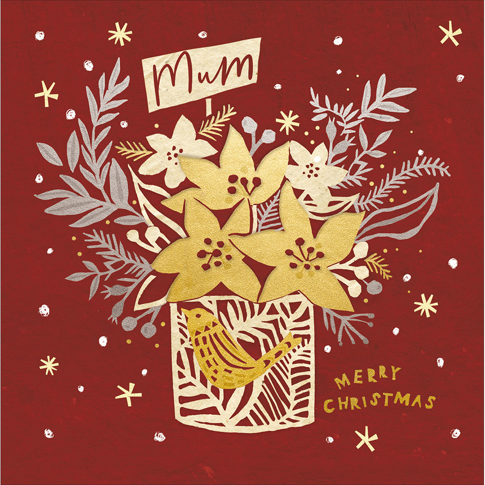 Christmas Gift Gold Poinsettia Mum Card By Penny Black