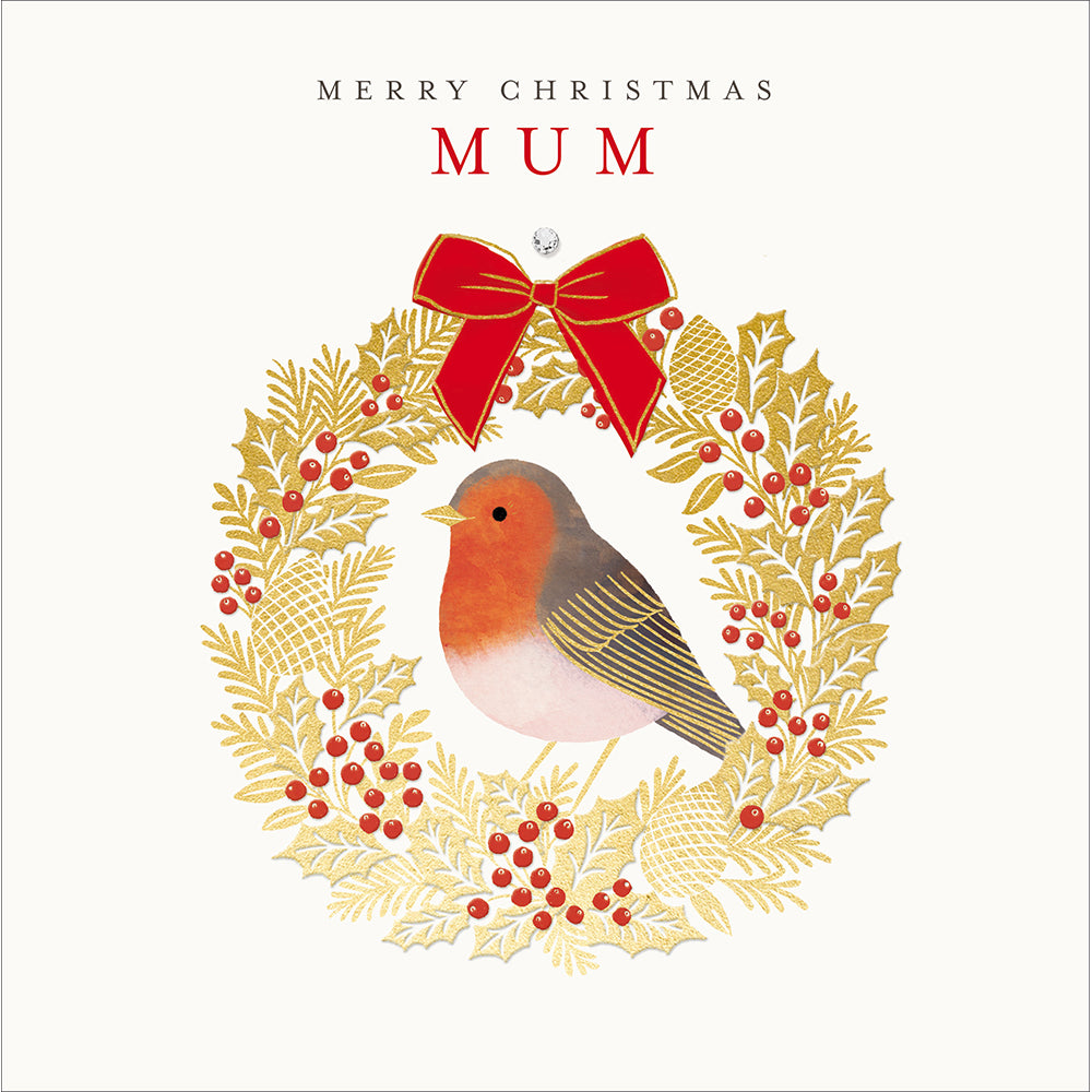 Spirit Of Christmas Robin Wreath Mum Card By Penny Black