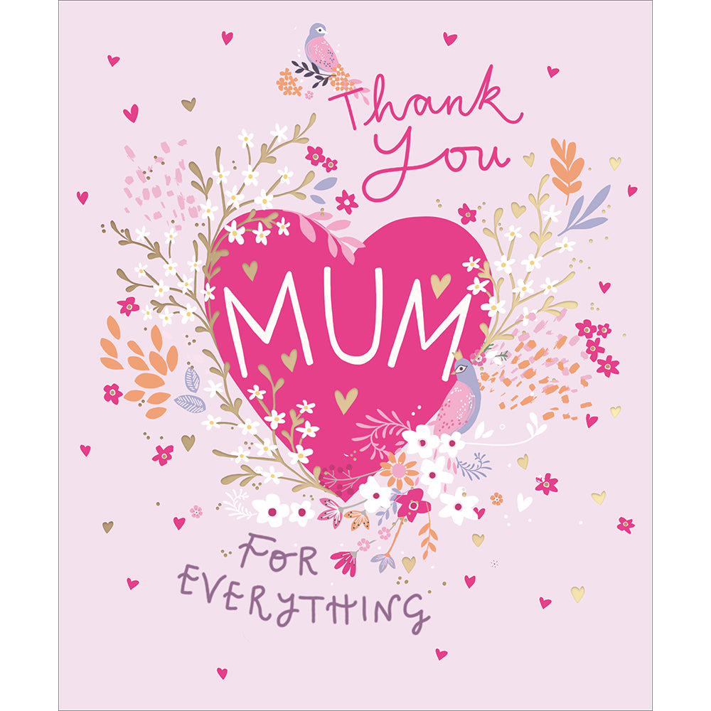 Thank You Mum For Everything Heart Mother's Day Card By Penny Black