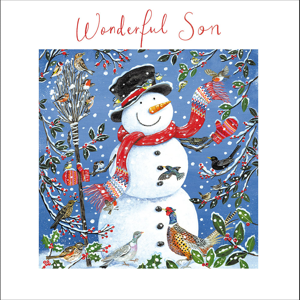 Jolly Snowman & Friends Wonderful Son Christmas Card By Penny Black