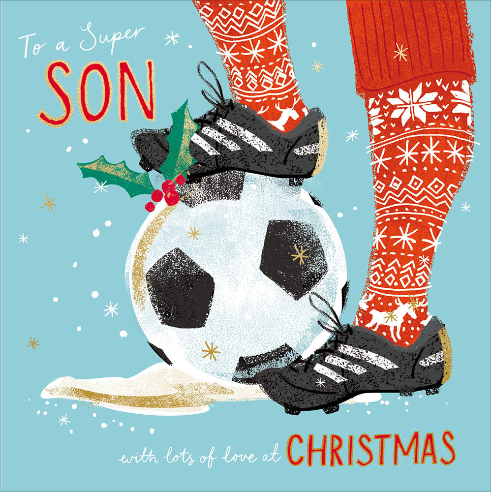 Footie Socks Super Son Christmas Card By Penny Black