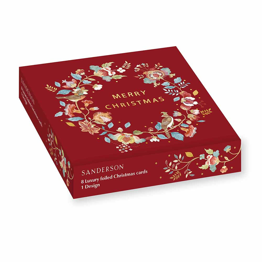 Sanderson Arii's Garden Box Of 8 Luxury Foiled Christmas Cards By Penny Black