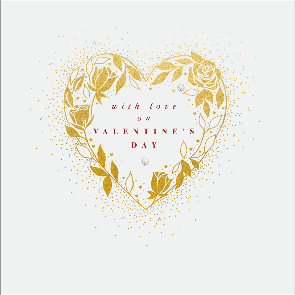 Gold Foliage Heart Embellished Valentine's Day Card By Penny Black