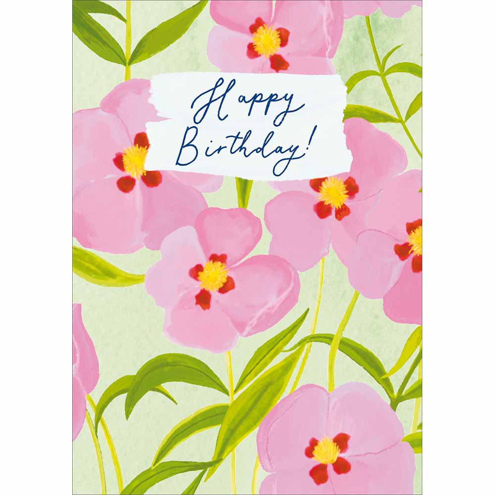 Pink Rock Rose Floral Birthday Card from Penny Black