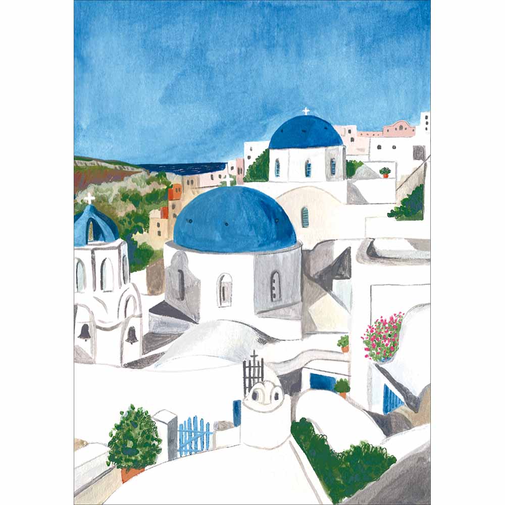 Sunny Santorini Scene Painted Art Card from Penny Black