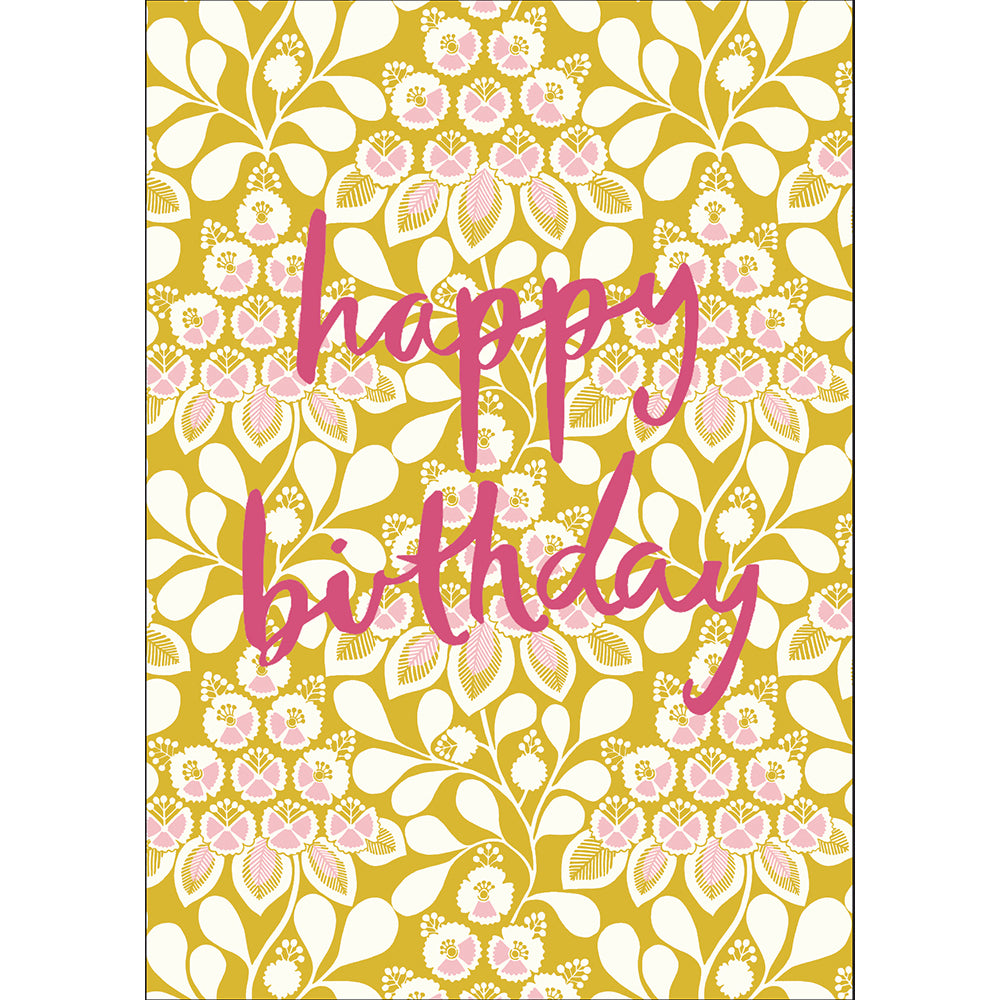 Mustard Botanical Pattern Birthday Card from Penny Black