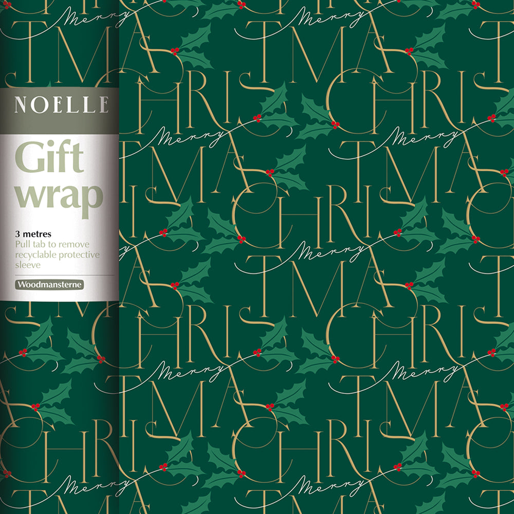 Noelle Green Christmas 3m Gift Wrapping Paper Roll By Penny Black
