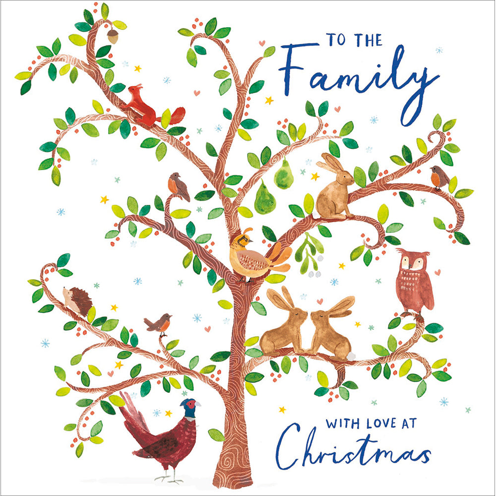 Animals In Tree To The Family Christmas Card By Penny Black
