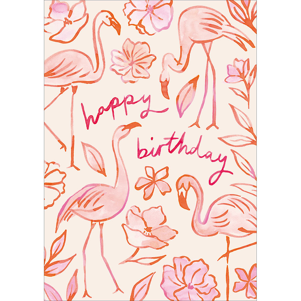 Painted Flamingos & Florals Birthday Card from Penny Black