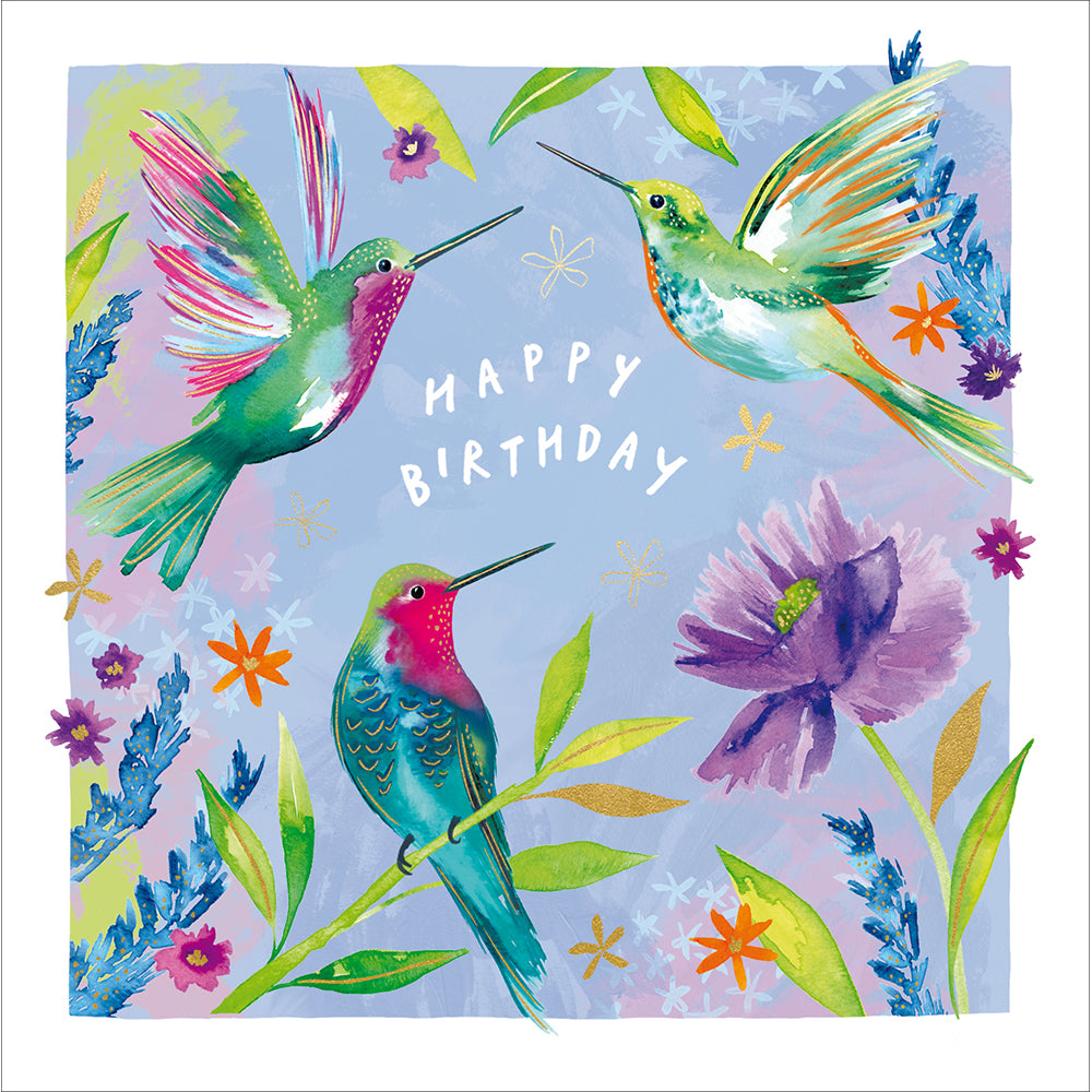 Joyful Colourful Hummingbirds Birthday Card By Penny Black