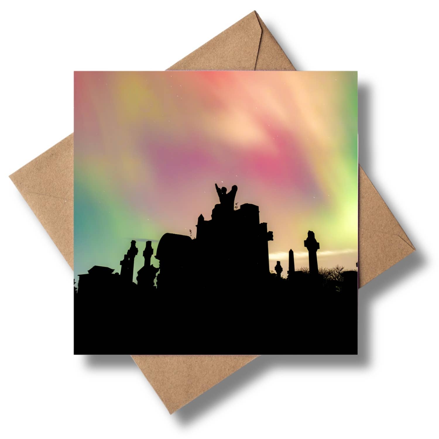 Aurora Over Glasgow Necropolis Photographic Card by penny black