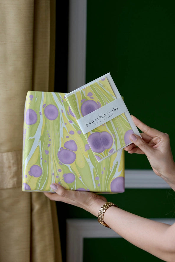 Wisteria Cosmos Hand Marbled Wrapping Paper Sheet