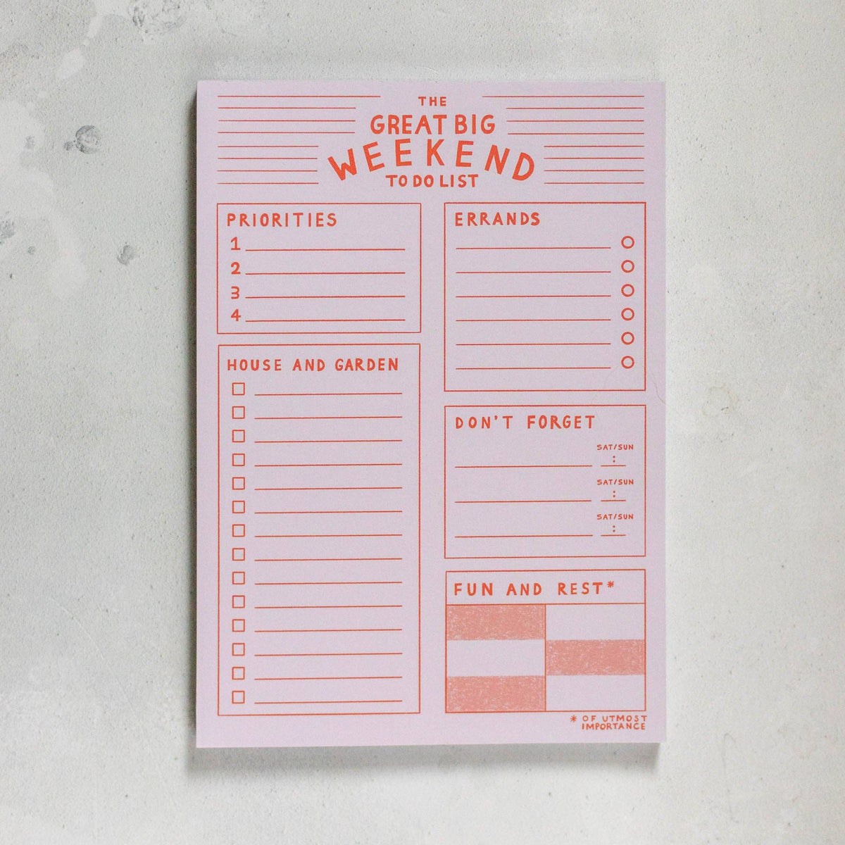 The Great Big Weekend To Do List A5 Pad by finest imaginary at penny black