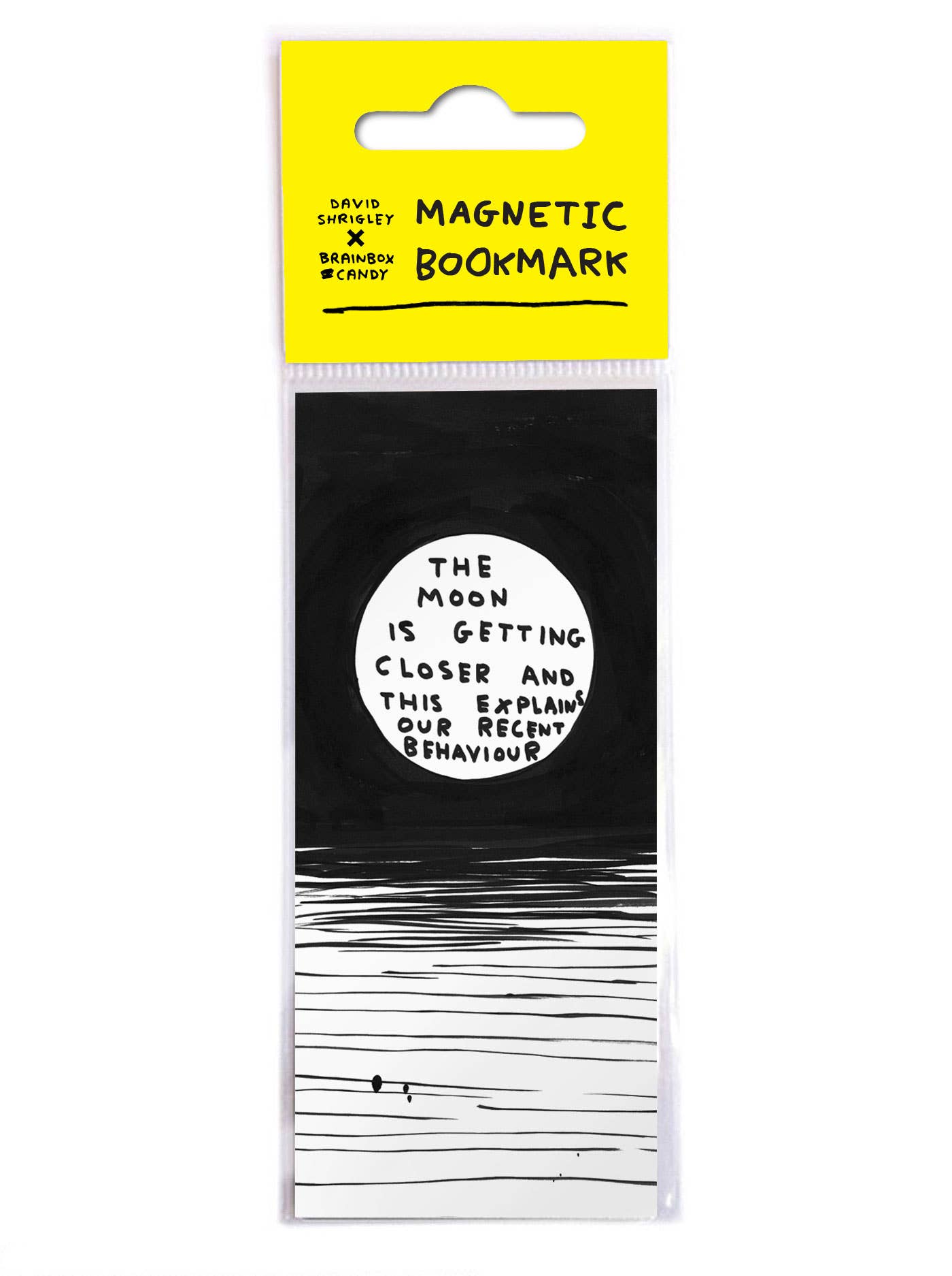 The Moon David Shrigley Magnetic Bookmark by penny black in packaging