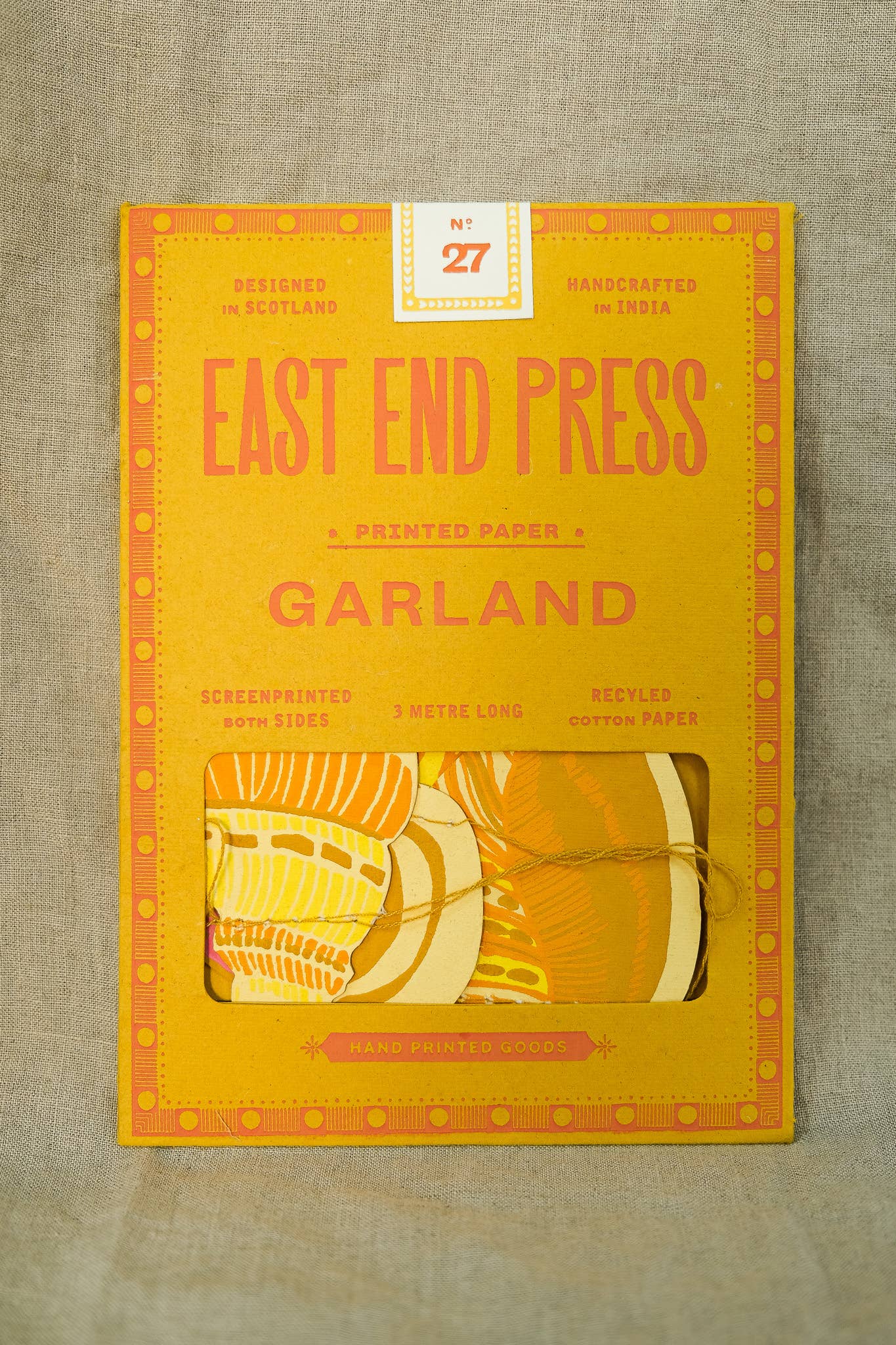 Shell Screen Printed Paper Garland in packaging by east end press at penny black