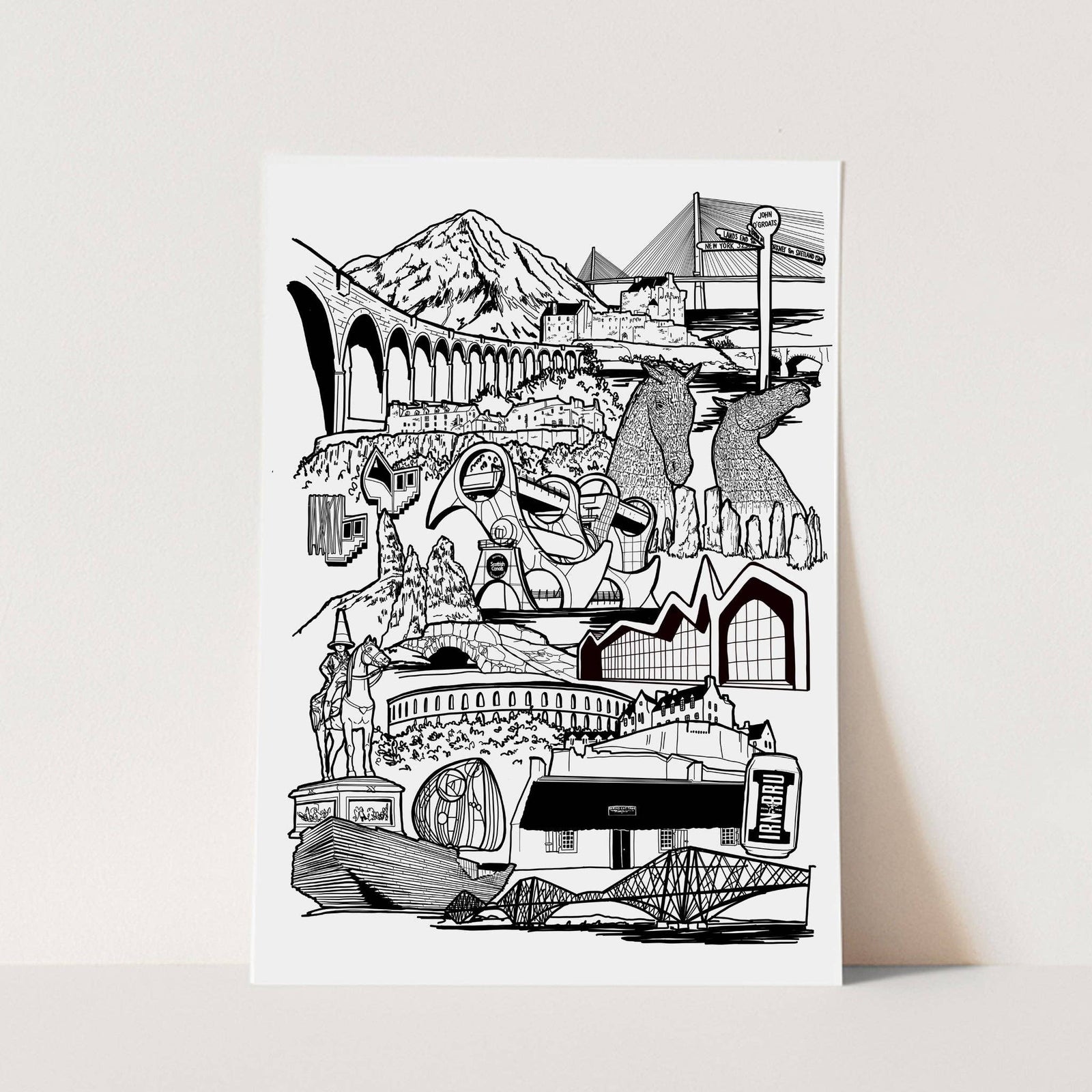 Scotland Landmark Skyline Illustration Print by law illustrates at penny black