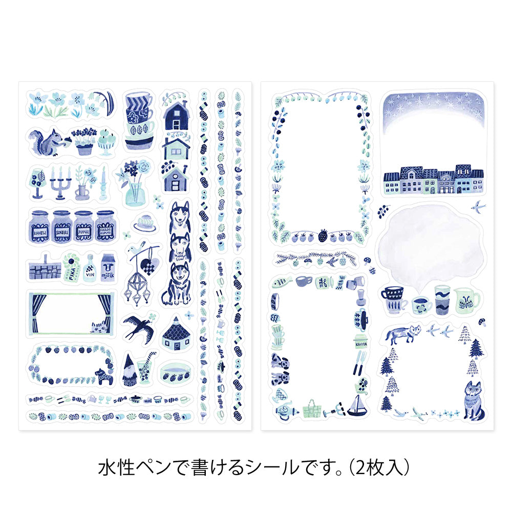 Yuru Log Decoration Stickers Set - Blue Nordic By Penny Black