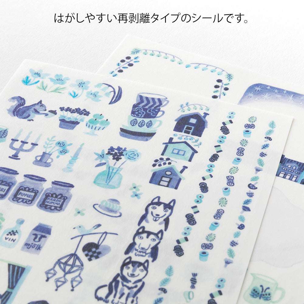 Yuru Log Decoration Stickers Set - Blue Nordic By Penny Black