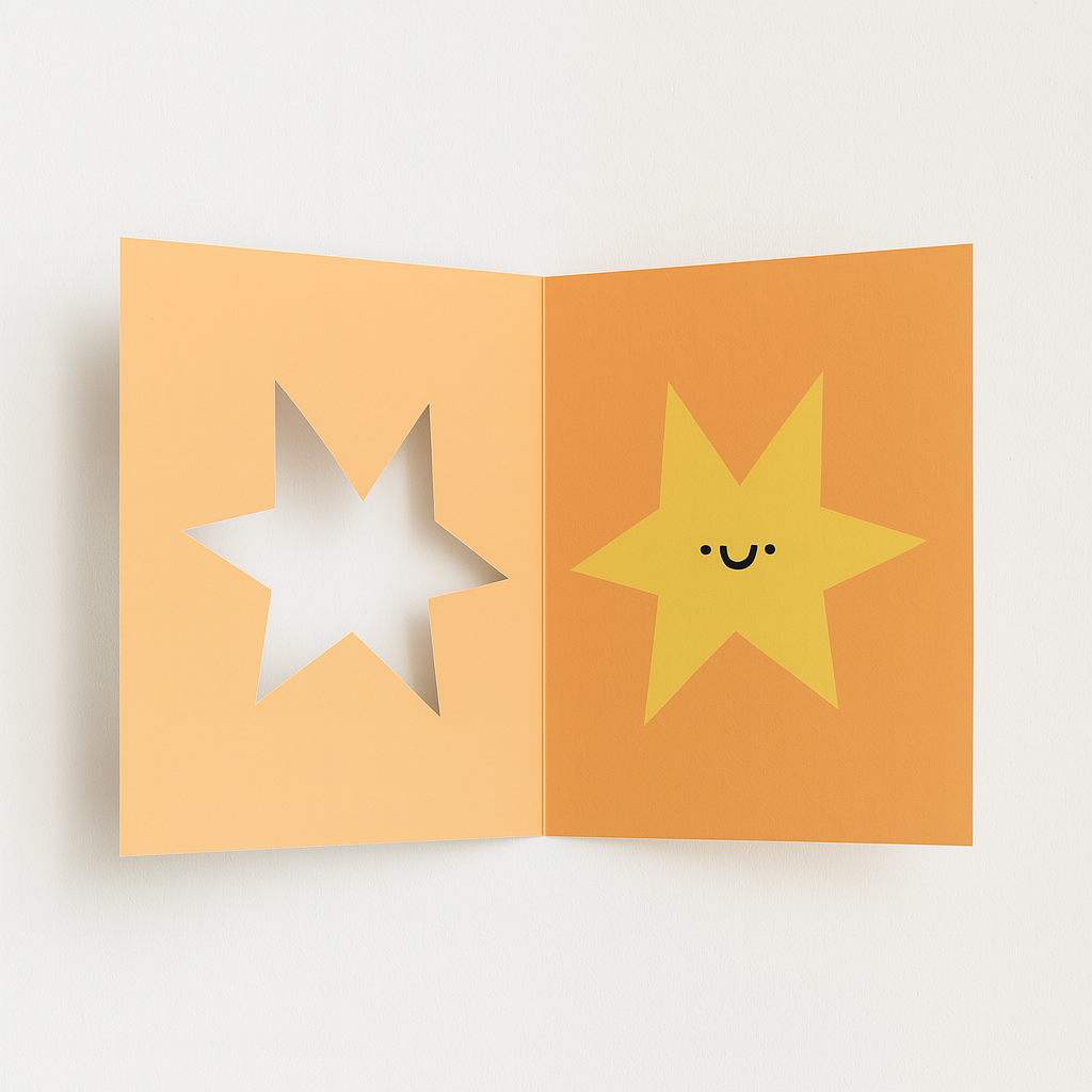 Jolly Christmas Star Cute Cut Out Card showing inside by penny black